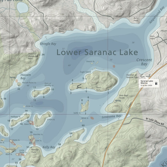 Saranac Lake Boating & Fishing Map