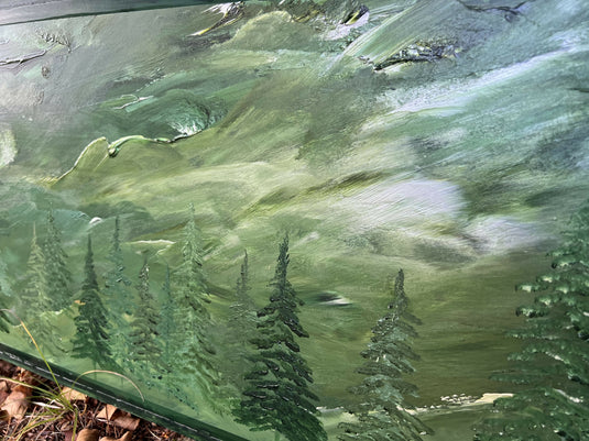 Adirondack Mountainscape Painting on Repurposed Shutter