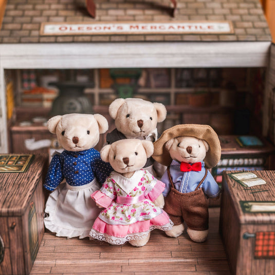 Little House on The Prairie Handmade Oleson's Bear Family and Mercantile Carry Case Toddler Play Se