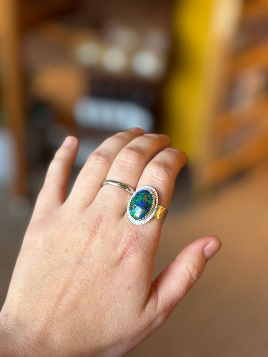 Chrysocolla Wide Band Ring