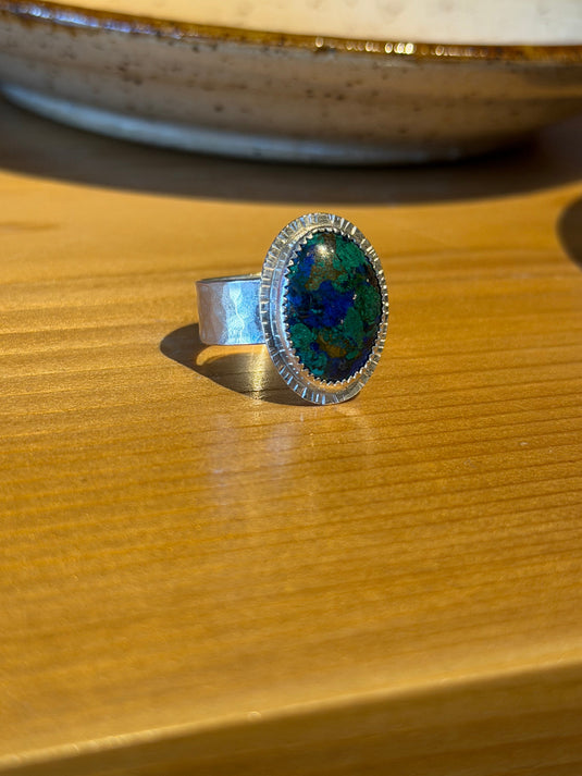 Chrysocolla Wide Band Ring