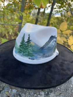 Hand Painted Wide Brim Hat - Black & White