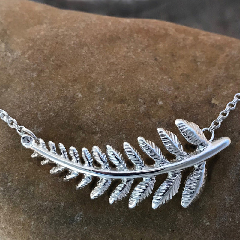 Load image into Gallery viewer, Large Fern Necklace - Sterling Silver
