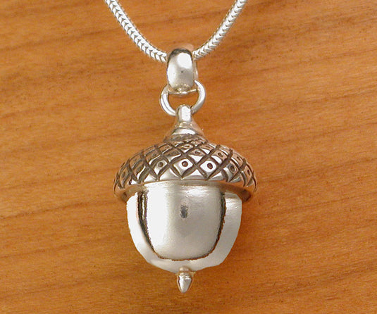 Acorn Pendant / Necklace - Solid Sterling Silver