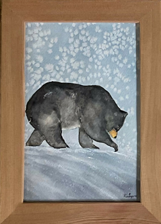 Framed Winter Bear Painting