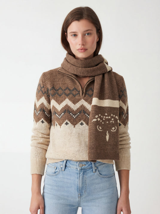 Signature Scarf | Raised and Knit in New York (Brown)