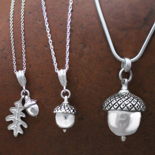 Acorn Pendant / Necklace - Solid Sterling Silver