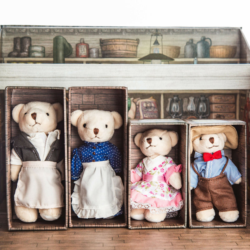 Load image into Gallery viewer, Little House on The Prairie Handmade Oleson's Bear Family and Mercantile Carry Case Toddler Play Se
