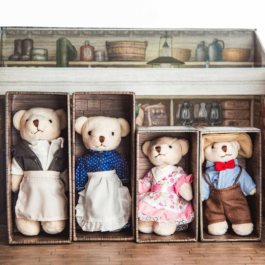 Little House on The Prairie Handmade Oleson's Bear Family and Mercantile Carry Case Toddler Play Se