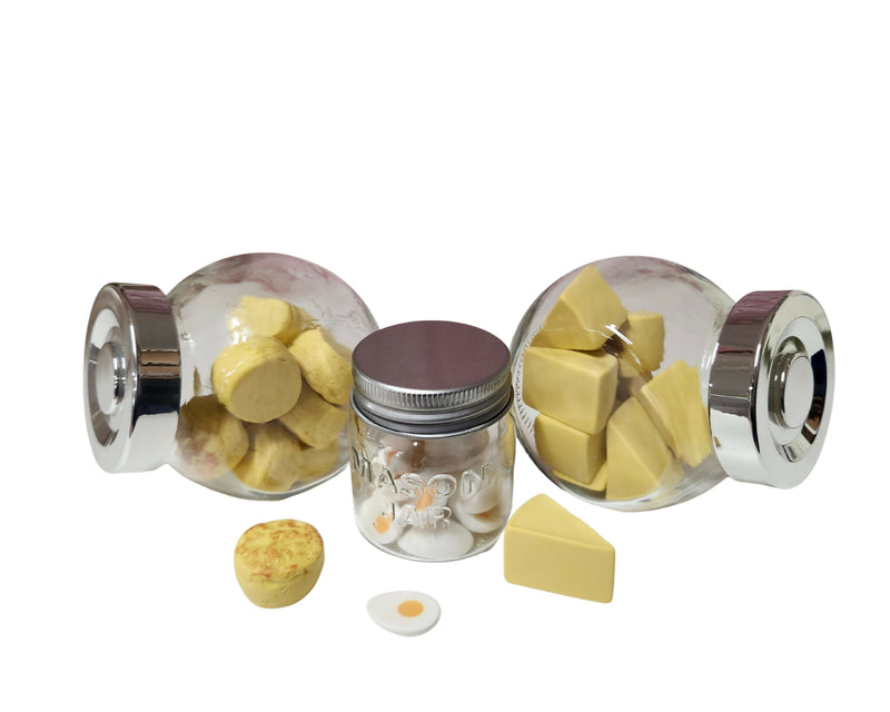 Load image into Gallery viewer, Little House on the Prairie Oleson's Mercantile 18 In Doll Store Stock Food Accessory, Cheese, Biscuits, &amp; Eggs in Glass Jars
