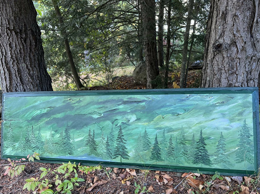 Adirondack Mountainscape Painting on Repurposed Shutter