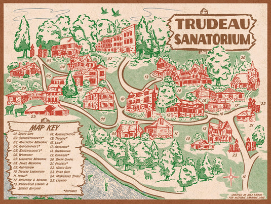 Trudeau Sanatorium Map Postcard