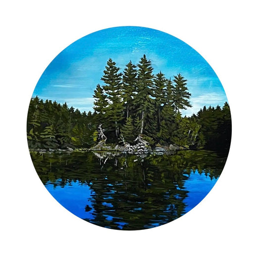 Tub Mill Pond Island Painting, Moriah, NY