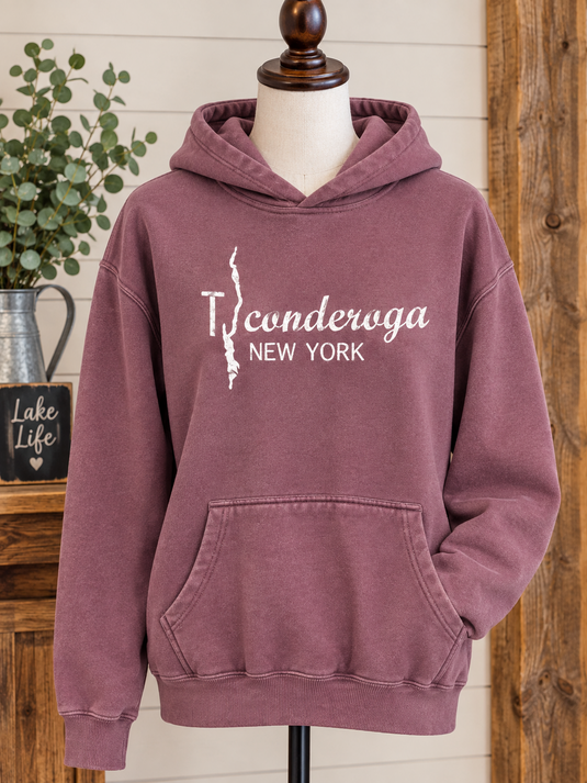 Adult Ticonderoga Hoodie, Washed Plum