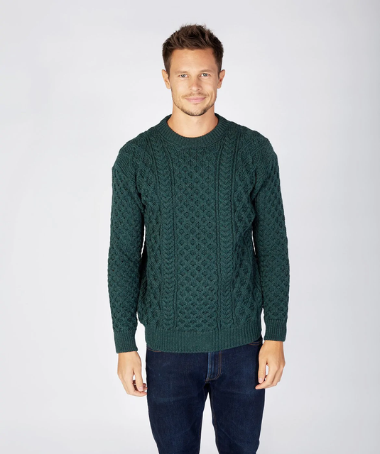 Honeycomb Stitch Blasket Aran (Unisex), Evergreen