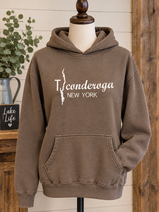 Adult Ticonderoga Hoodie, Washed Brown