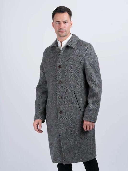 Men's Silver and Grey Raglan Overcoat