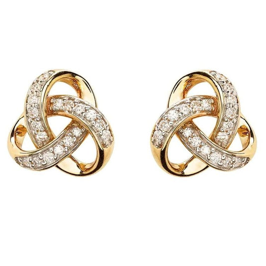14kt Gold Lab Grown Diamond Celtic Knot Love Stud Earrings