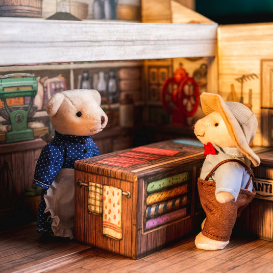 Little House on The Prairie Handmade Oleson's Bear Family and Mercantile Carry Case Toddler Play Se