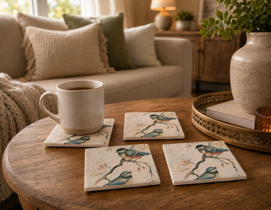 Hand Crafted Travertine Coaster Set